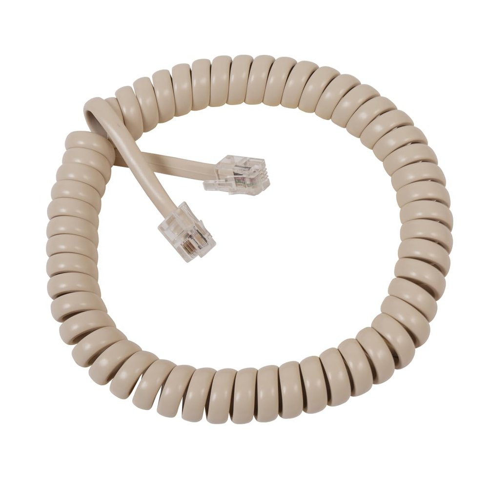 ICC Telephone Handset Cord/Phone Cord, 6 Ft  RJ9 (RJ22) Connectors, Ivory, 1-Pack  Curly Coiled Tangle-Free Design for PBX & VoIP Phones