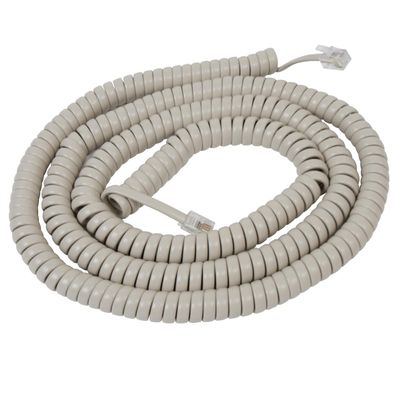 ICC Telephone Handset Cord/Phone Cord, 25 Ft RJ9 (RJ22) Connectors, Dark Ash, 1-Pack Curly Coiled Tangle-Free Design for PBX & VoIP Phones