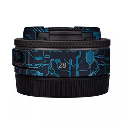 28 2.8 Skin Lens Camera Skin Wrap Vinyl Protective Sticker Accessories for Canon RF 28mm F2.8 STM(Circuit Blue)