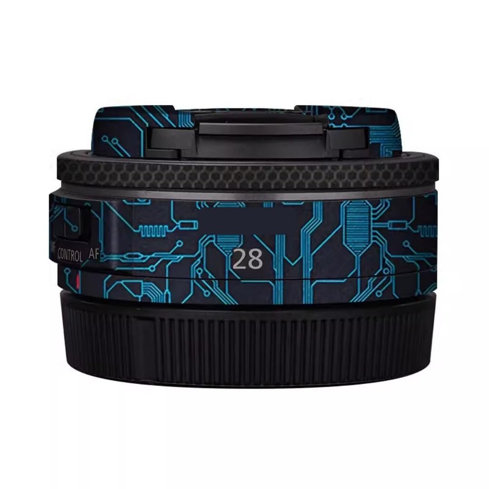 28 2.8 Skin Lens Camera Skin Wrap Vinyl Protective Sticker Accessories for Canon RF 28mm F2.8 STM(Circuit Blue)