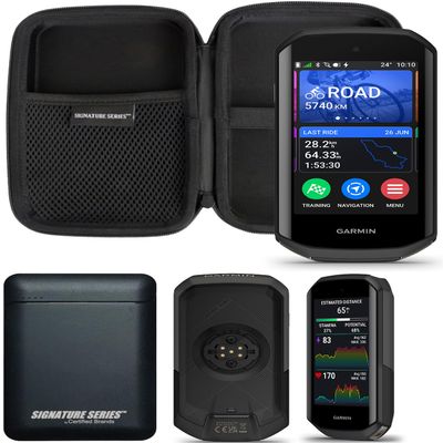 Garmin Edge 1050 Premium Cycling Computer | Vivid Color Touchscreen Display, Built-in Speaker, Advanced Training and Group Ride Features, Road Hazard Alerts | Signature Series Power Bundle