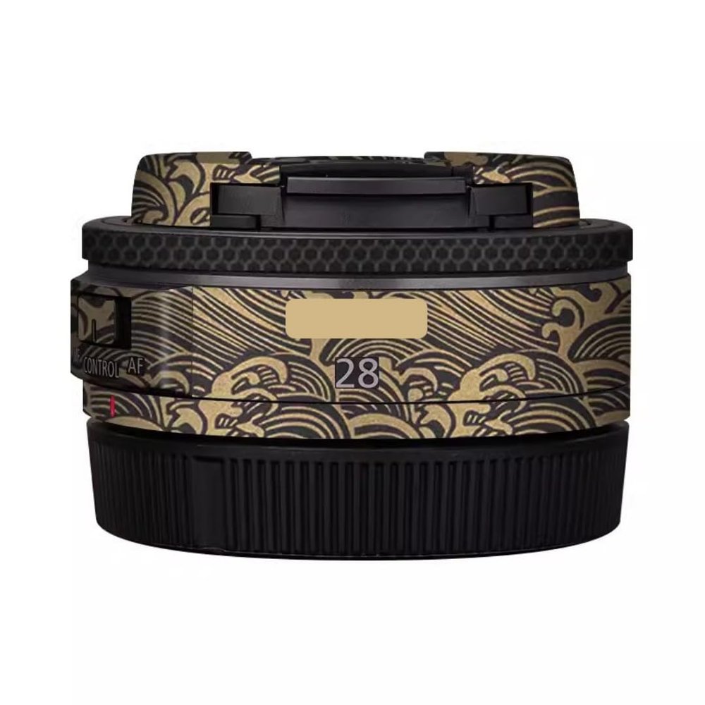 28 2.8 Skin Lens Camera Skin Wrap Vinyl Protective Sticker Accessories for Canon RF 28mm F2.8 STM(Wave Gold)