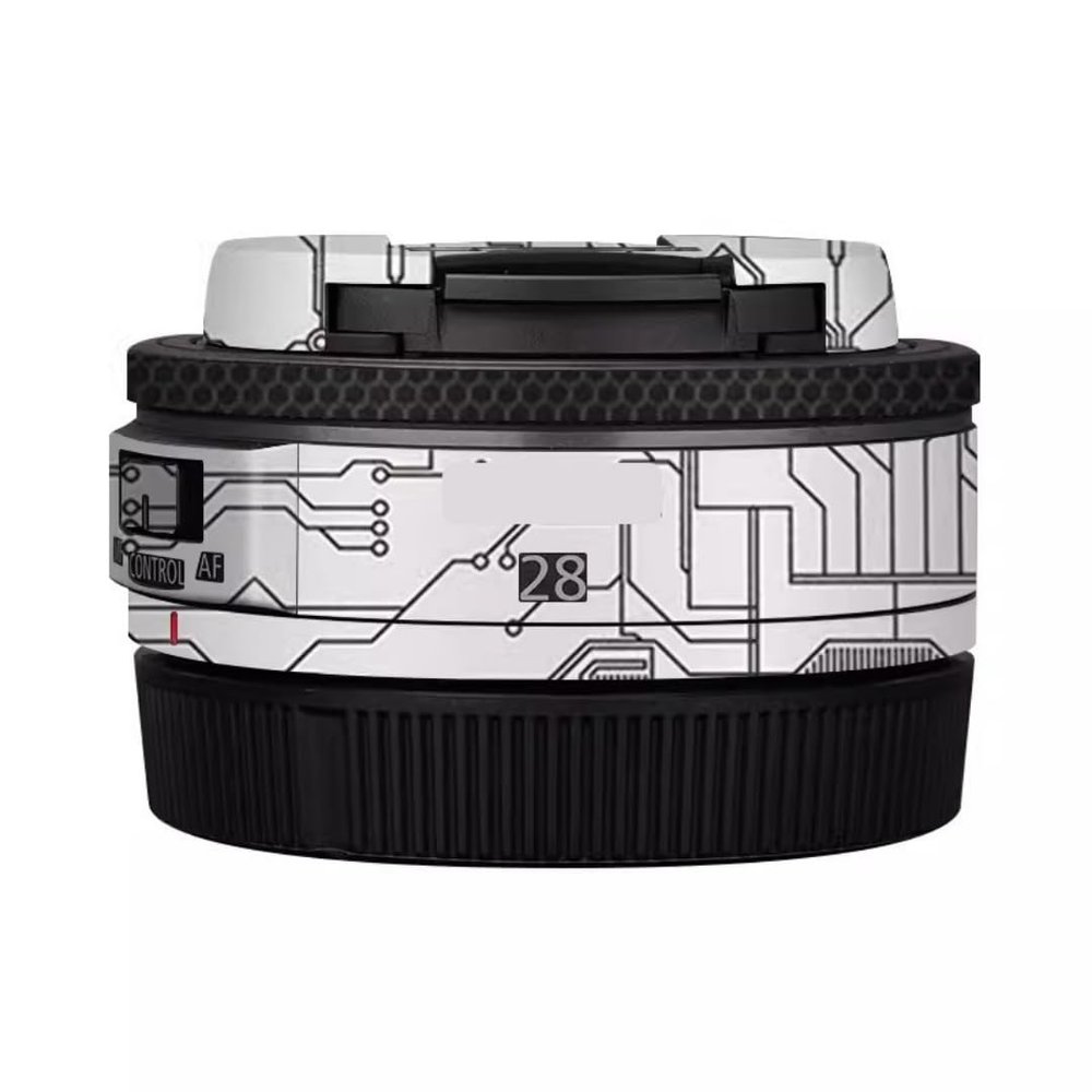 28 2.8 Skin Lens Camera Skin Wrap Vinyl Protective Sticker Accessories for Canon RF 28mm F2.8 STM(Circuit White)