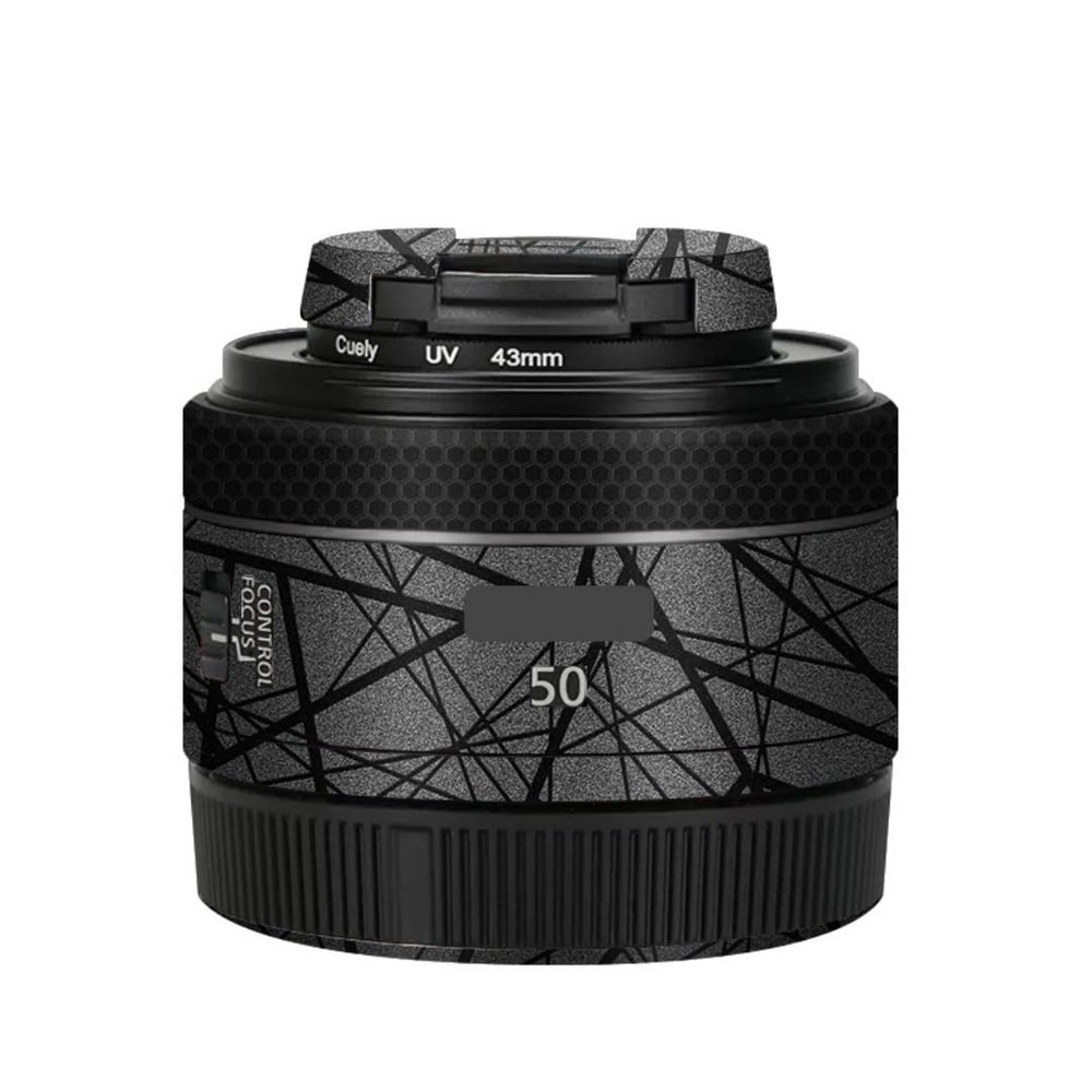 50 1.8 Camera Lens Sticker for Canon RF 50mm F1.8 STM Macro Coat Wraps Film Protective Vinyl Decal Skin(Cross Gray)