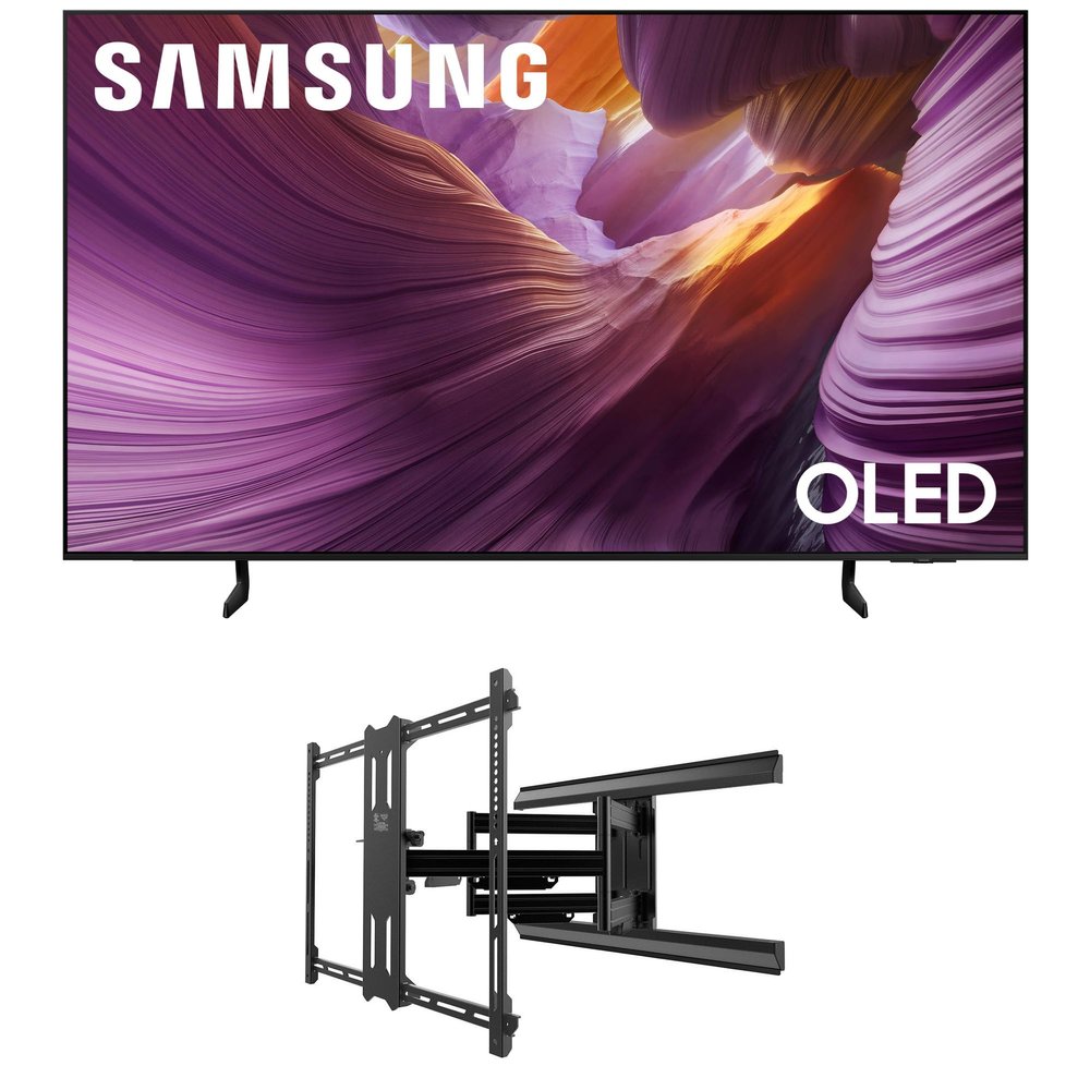 Samsung QN55S85FAFXZA 55 Inch OLED HDR 4K Smart TV with a Kanto PMX700 Pro Series Full Motion Dual Stud Mount (2025)