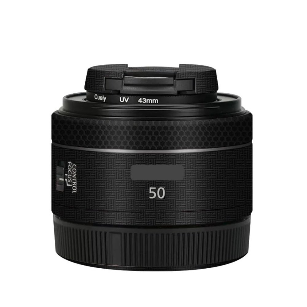 50 1.8 Camera Lens Sticker for Canon RF 50mm F1.8 STM Macro Coat Wraps Film Protective Vinyl Decal Skin(Armor Fiber Black)
