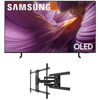 Samsung QN55S85FAFXZA 55 Inch OLED HDR 4K Smart TV with a Kanto PMX800 Full Motion Dual Stud Mount (2025)