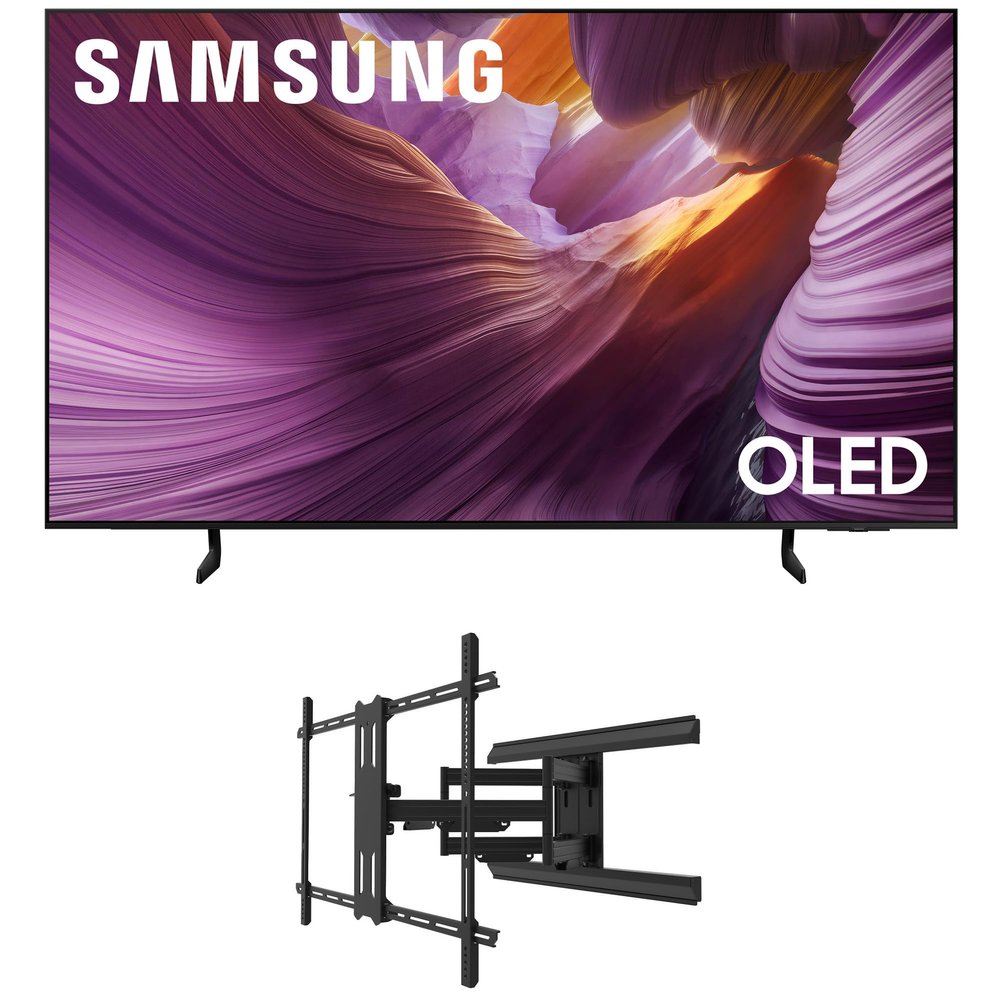 Samsung QN55S85FAFXZA 55 Inch OLED HDR 4K Smart TV with a Kanto PMX800 Full Motion Dual Stud Mount (2025)