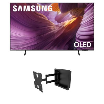 Samsung QN65S85FAFXZA 65 Inch OLED HDR 4K Smart TV with a Kanto R400 Recessed in-Wall Full Motion Articulating Mount (2025)