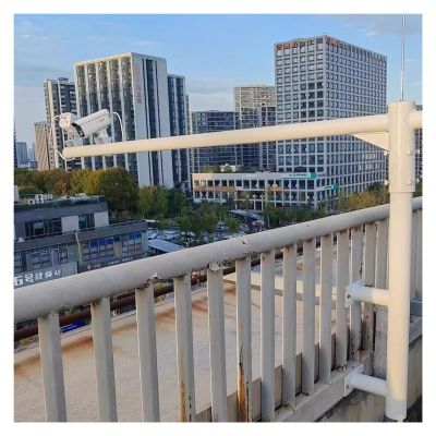 ERRULAN Universal Surveillance Camera Pole Mount, Indoor/Outdoor Security Camera System Dome & Bullet, Galvanized Steel Security CCTV Pole Post with Mounting Corner Brackets(L 2m/6.6ft,H 1m/3.3ft)