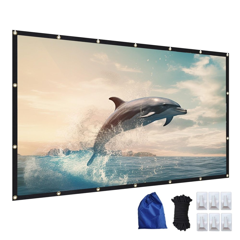 60-300 inch Movie Projector Screen, 16:9 HD Foldable Portable Indoor Outdoor Projection Screen for Home Theater, Camping Party, Office(250in(553x311cm))