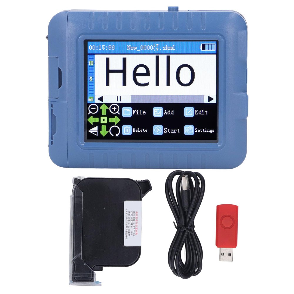 plplaaoo 3.5in Color Screen Mobile Inkjet Printer Handheld Printer Set with Ink Cartridge Multi Language Support for Date Code Printing on Various Materials