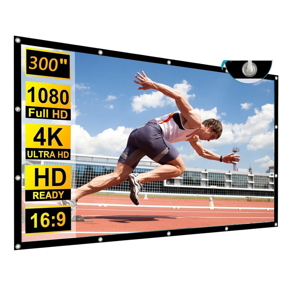 300 Inch 16:9 Outdoor Projector Screen, Portable Foldable Projection Movie Screen for Home Theatre Cinema, Backyard Camping Party