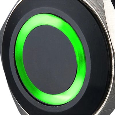 3pcs 22mm Waterproof Ring Illumination Black Anti Vandal Push Button Switch + UL(Green,1NO1NC MOMENTARY_LED Voltage 220V)