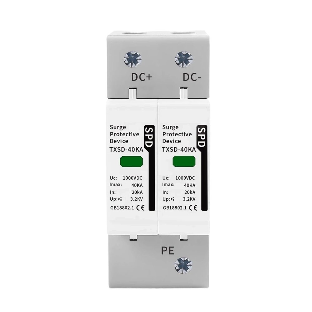 1pcs SPD Surge Protective Device 600V 800V 1000V 2P 20KA 40KA 60KA Voltage Protector Solar PV Photovoltaic Arrester(40KA,DC1000V)