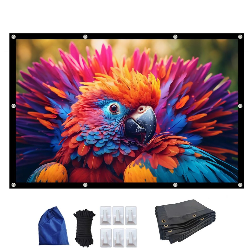 60-300 inch Portable Projector Screen with Black-Backing, 4K HD 16:9 Foldable Projection Screen for Indoor and Outdoor, Home Theater and Backyard(150in(332x180cm))