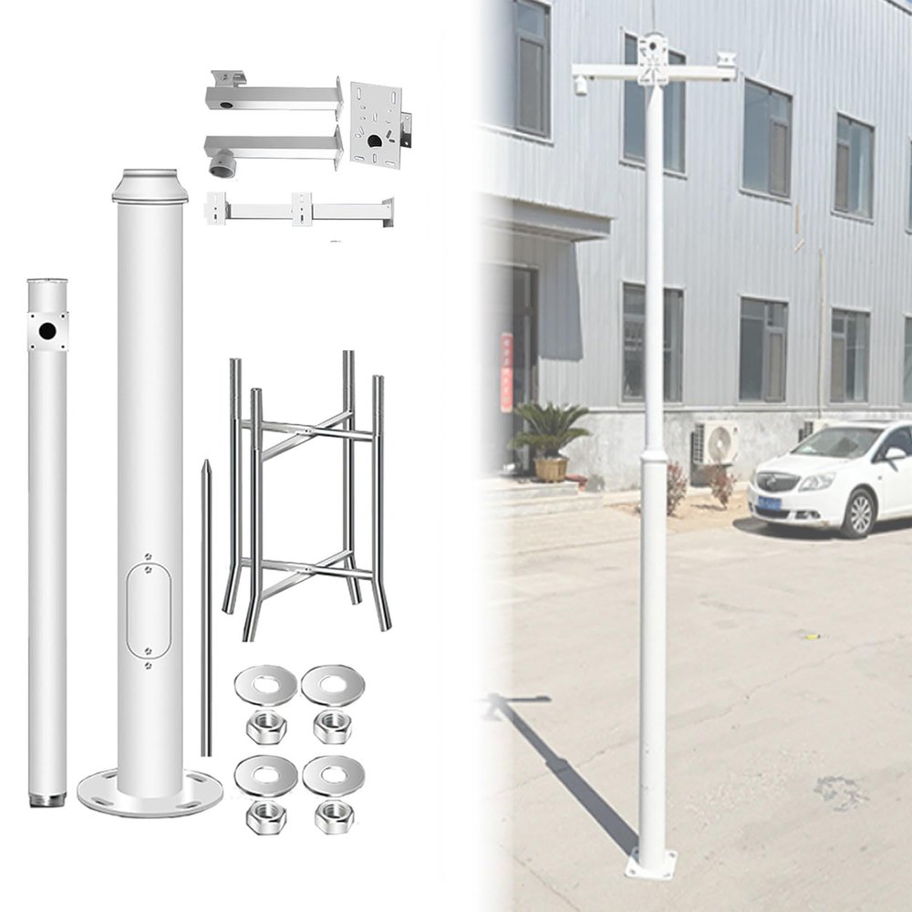 Adjustable Surveillance Camera Mount Post, Universal Holder for Solar Panels & Cameras, for Outdoor Locations, Street & Yard Installation(196.9in/500cm)