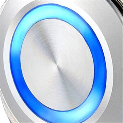 2pcs 25mm Green Ring LED Metal 6 Pins Self-Locking Latching Push Button Anti Vandal Switch Waterproof 6V,12V, 24V,110V, 230V(Blue,MOMENTARY 1NO1NC_LED Voltage 3V)