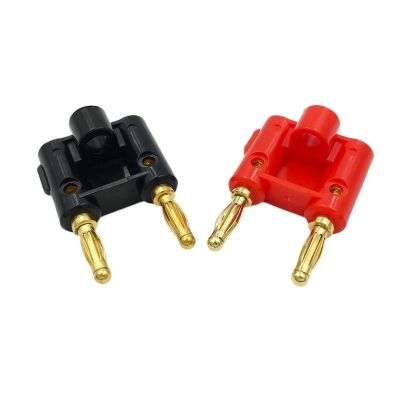 100Pcs Gold Gilded Double 4mm Banana Male for Binding Post Socket Jack Speaker Adapter Connector(Black)