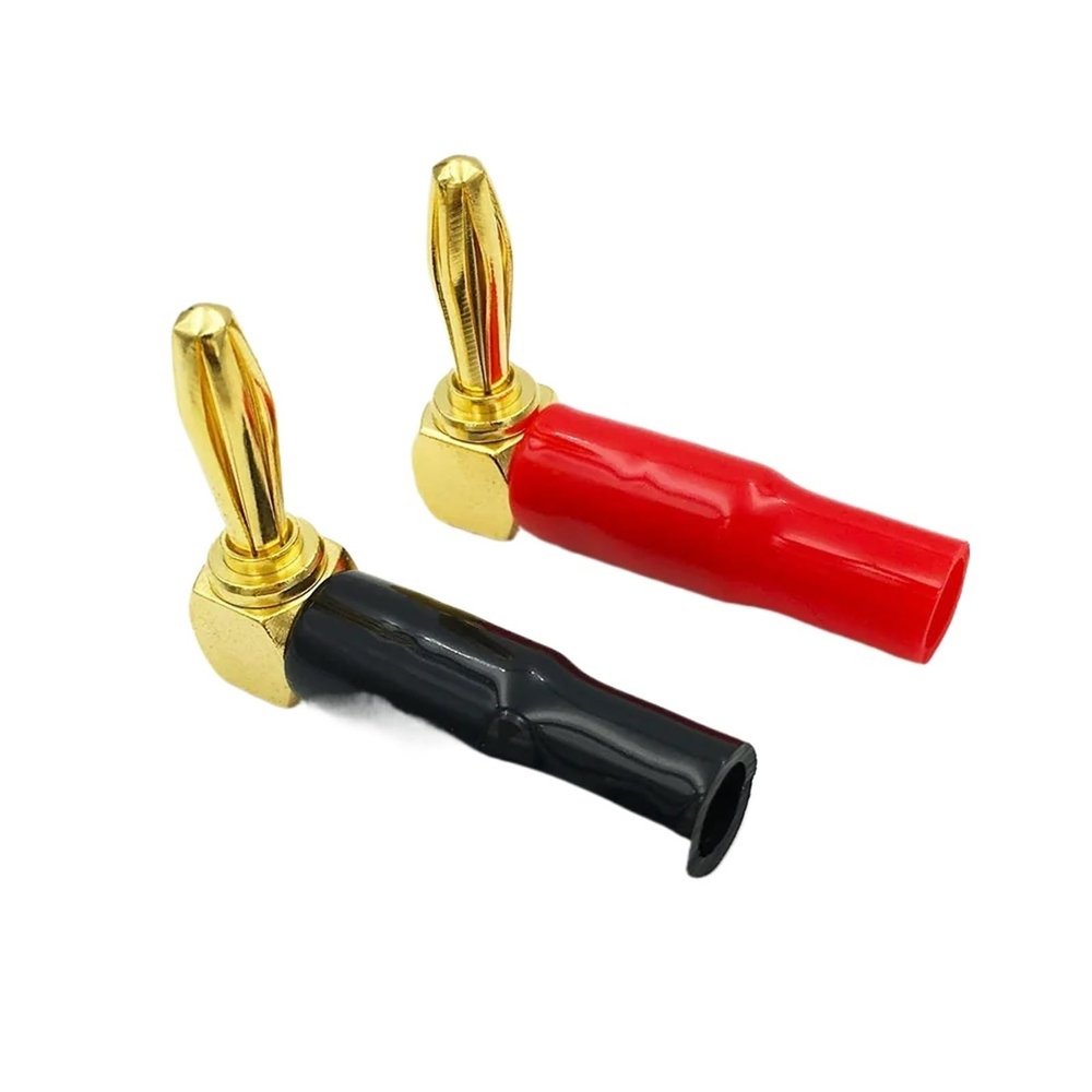 100Pcs 90 Degree Right Angle L Male 4mm Banana Adapter Screw for Binding Post Amplifiers Video Speaker Connector(Red)