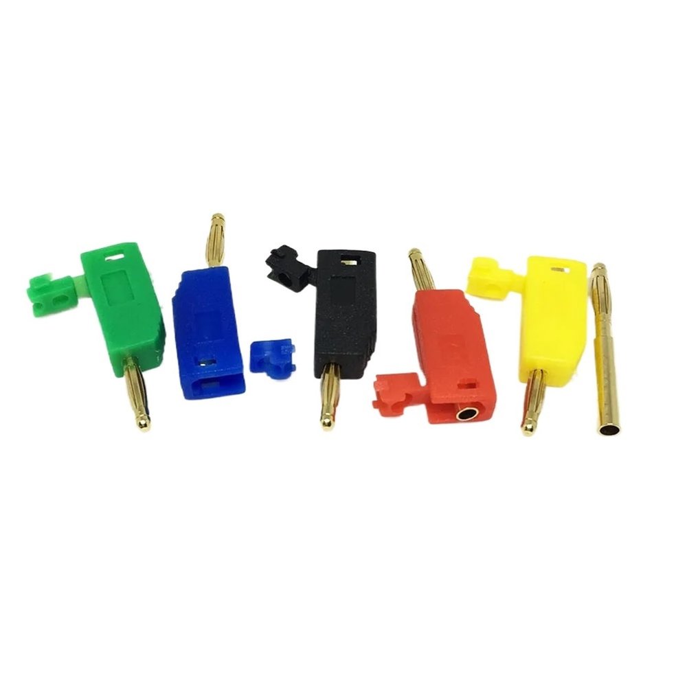 100Pcs Gold Plated 2mm Copper Stackable Banana Jack Connector for Binding Post Test Probes 5 Color(50Red 50Black)
