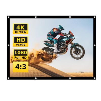 120/150 in Projector Screen Indoor Outdoor 16:9/4:3, 4K HD Movie Screen Portable, Wrinkle-Free Foldable Projection Screen for Backyard Theater Wall Hanging(4:3 60in)
