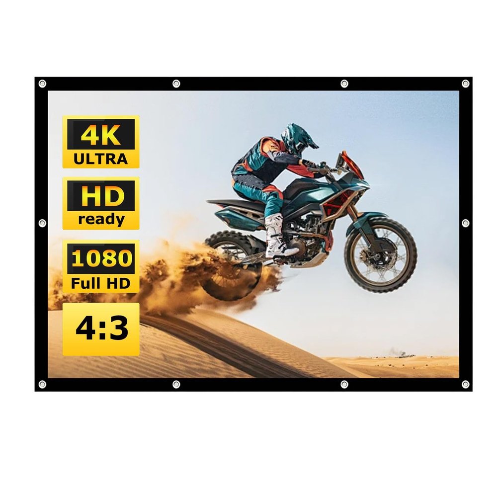 120/150 in Projector Screen Indoor Outdoor 16:9/4:3, 4K HD Movie Screen Portable, Wrinkle-Free Foldable Projection Screen for Backyard Theater Wall Hanging(4:3 60in)