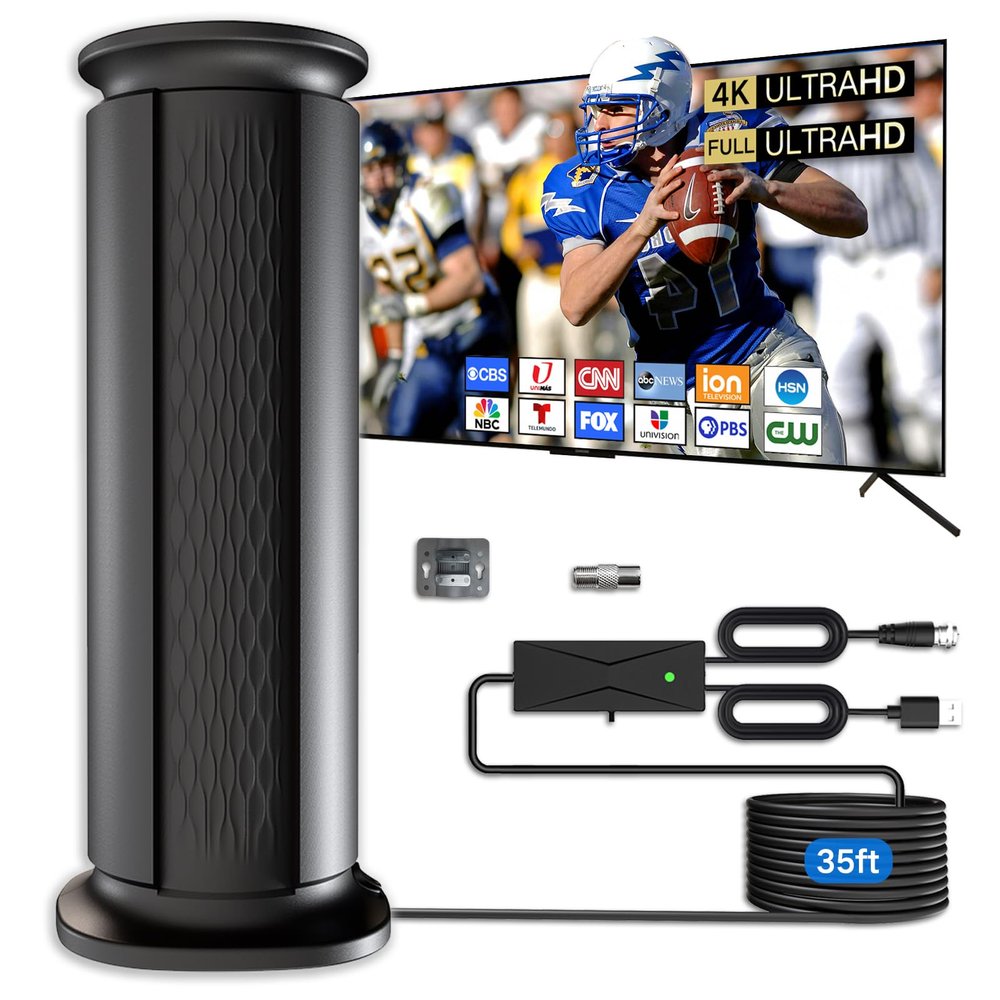 2025 Upgraded TV Antenna Up 2800+ Miles Range, Digital Best Antenna for Smart Tv Indoor/Outdoor 4k Local Channels, Amplified HDTV Antenna Long Range with Amplifier Signal Booster/Thic Cable (Large-X)