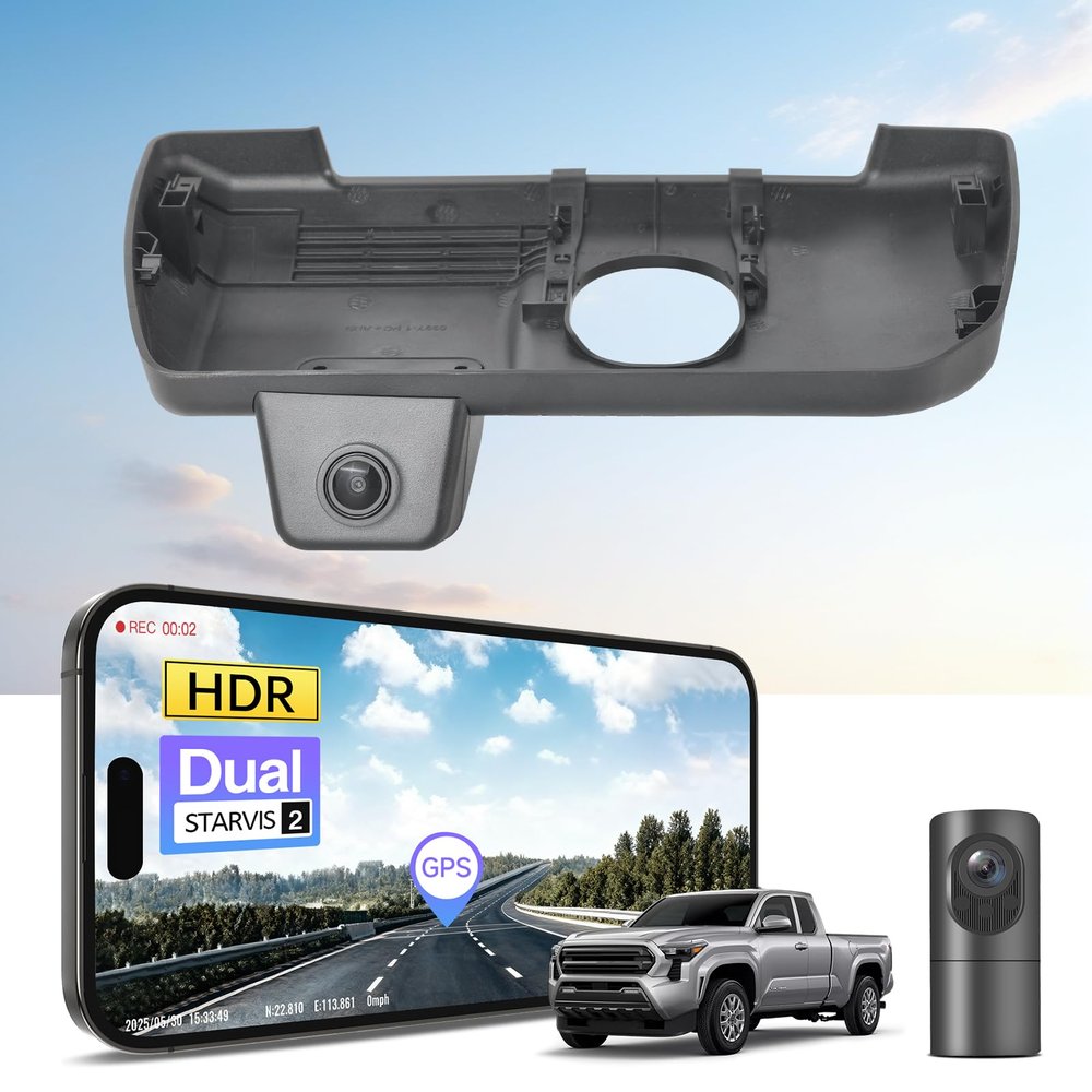 4K Front & 2K Rear 2 Channel HDR Dash Cam, Dual STARVIS 2 IMX678 IMX675, Custom Fit for Toyota Tacoma & Hybrid 2024 2025(Model B), SR SR5 TRD Sport Pro Pre-Runner Off Road, 5GHz WiFi, GPS,128GB Card