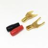 100Pcs Gold Plated Copper Solderless Speaker Cable Banana Y Spade Terminal Connector(Black) view 3