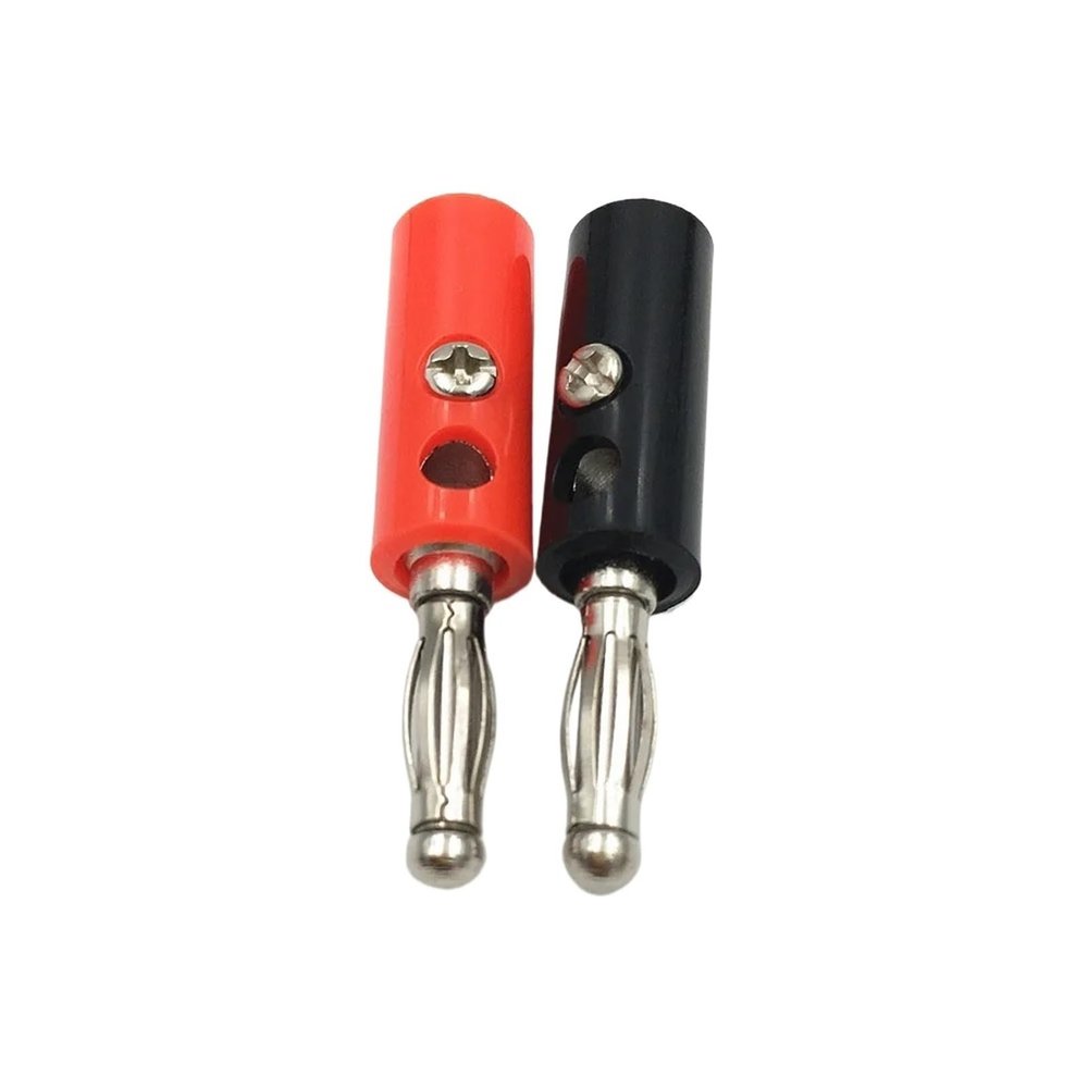 100Pcs Audio Speaker Screw 4mm Banana Male Connector Jack Banana Head Black and Red Color(Red)