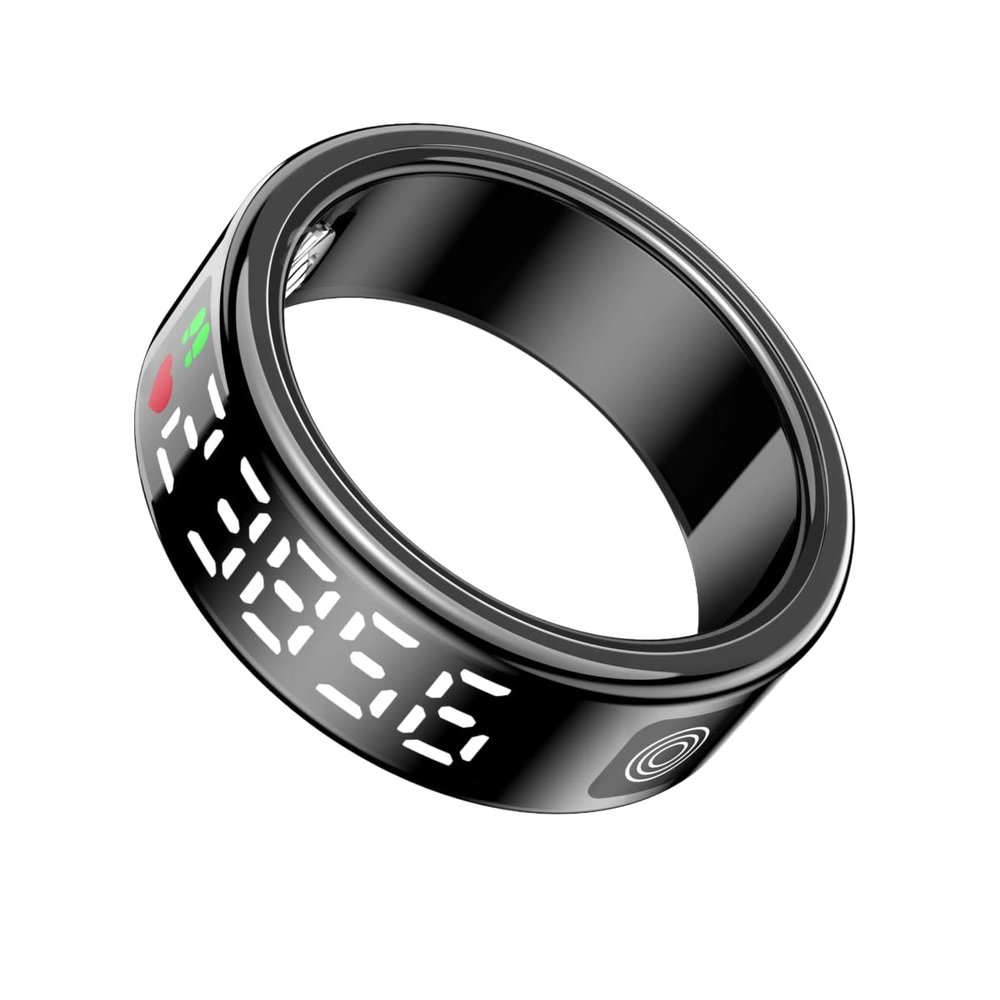 Health Fitness Tracker Smart Ring with Charging Case,Heart Rate Monitor, Sleep Tracker,Step Counter,IP68 Waterproof for Women and Men (Black, 11)
