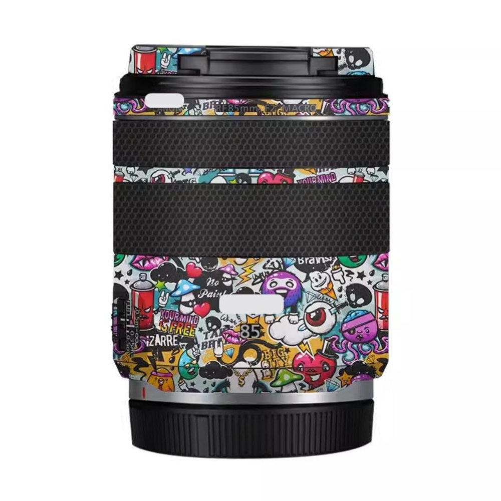 85 2 Camera Lens Skin Anti-Scratch Sticker for Canon RF 85mm F2 Coat Vinyl Protective Film Decals(Graffiti White)