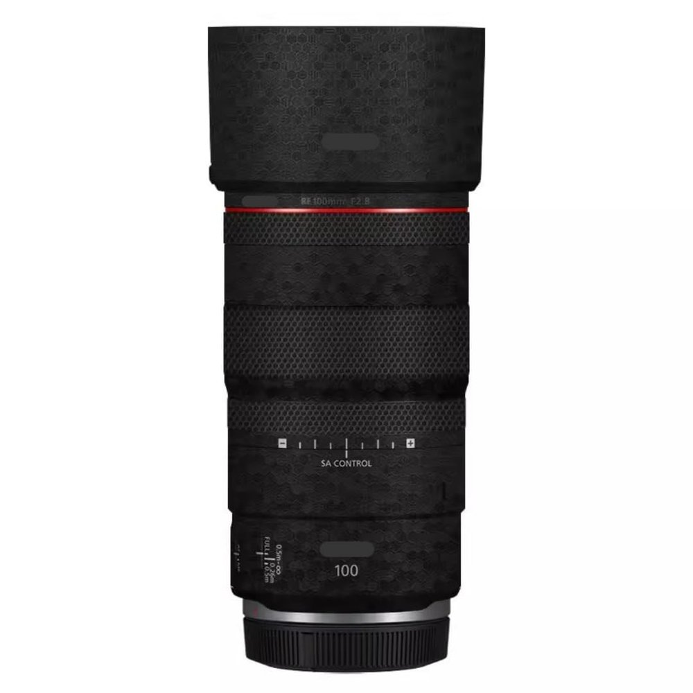 100 2.8 Lens Cap Skin Anti-Scratch Camera Sticker for Canon RF 100mm F2.8 Macro Protective Wrap Film Decal(Honeycomb Black)