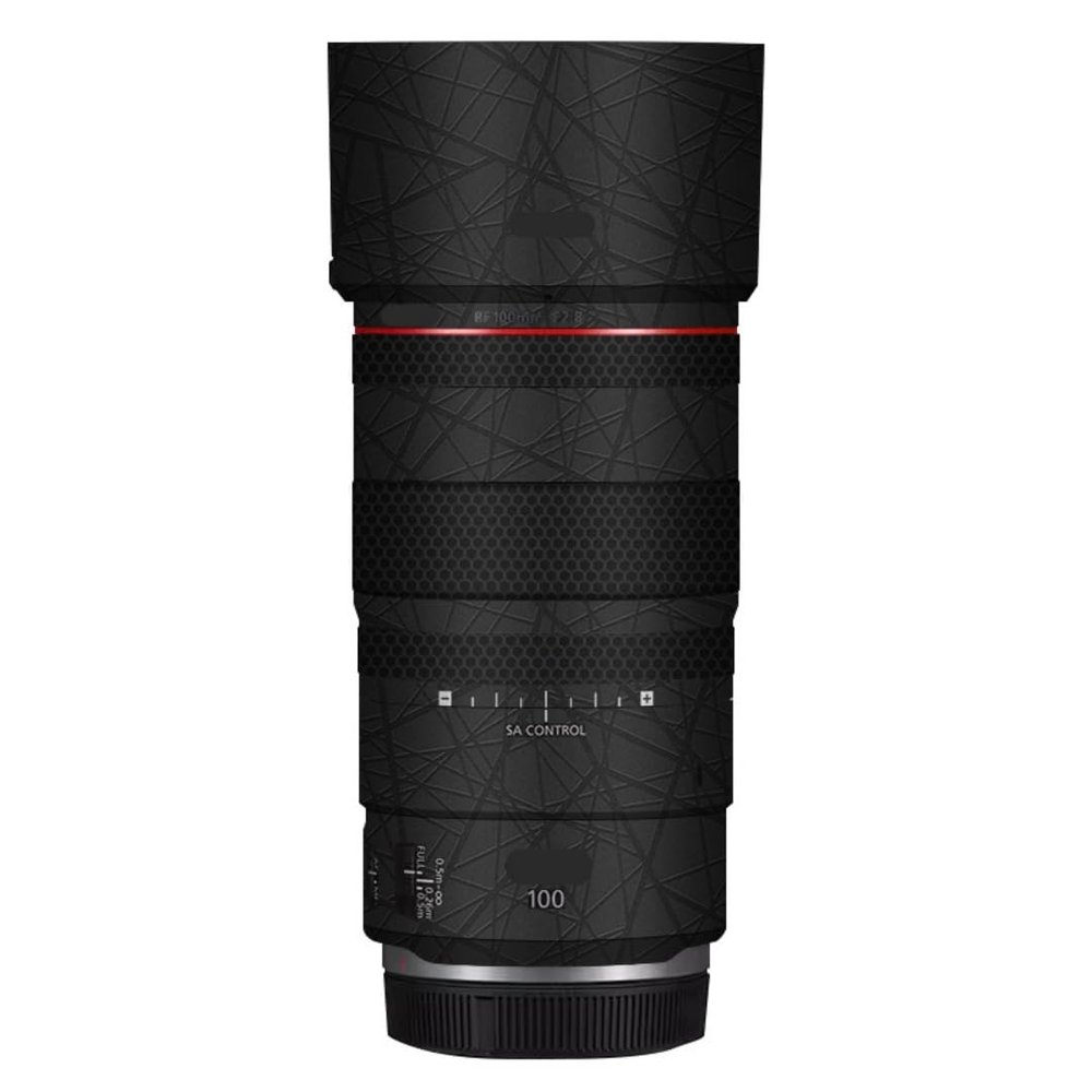 100 2.8 Lens Cap Skin Anti-Scratch Camera Sticker for Canon RF 100mm F2.8 Macro Protective Wrap Film Decal(Cross Ultra Black)