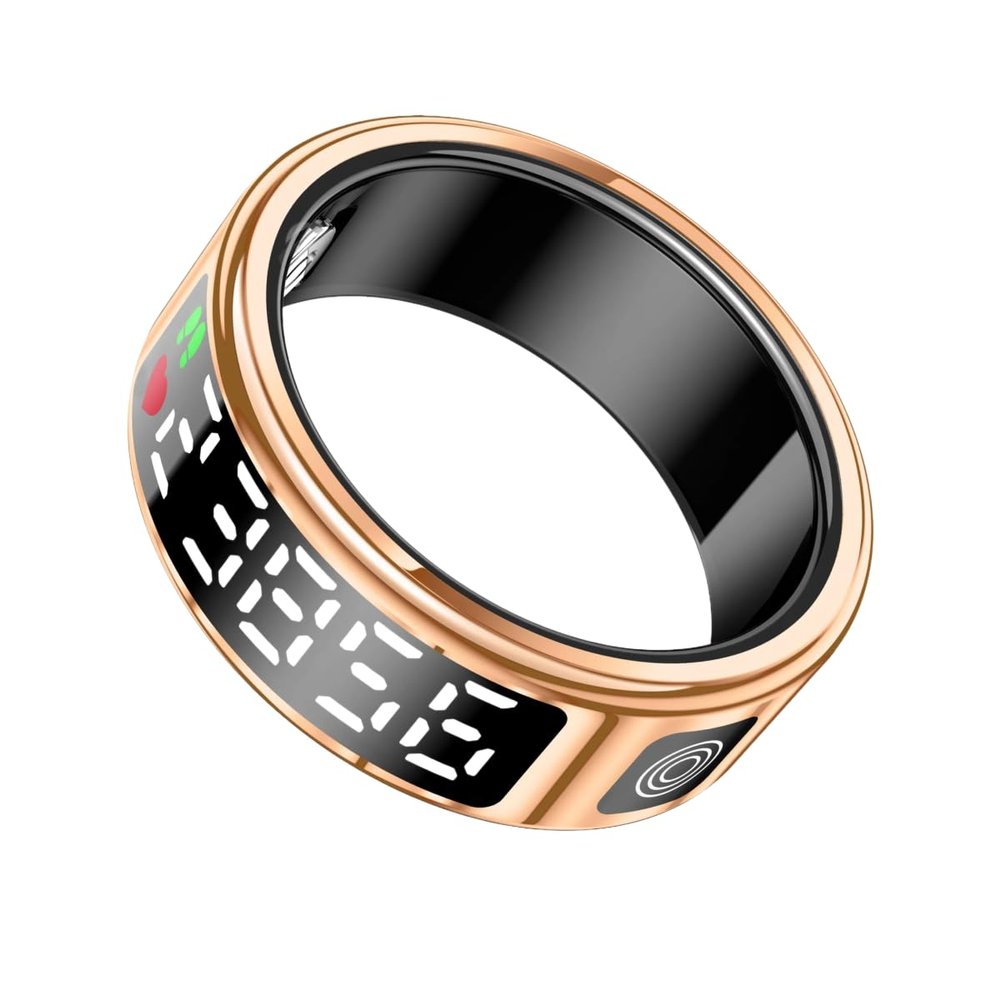 Health Fitness Tracker Smart Ring with Charging Case,Heart Rate Monitor, Sleep Tracker,Step Counter,IP68 Waterproof for Women and Men (Gold, 11)