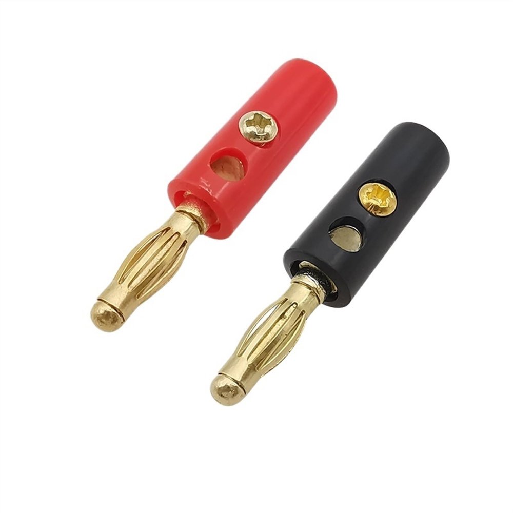 100Pcs/lot Gold Plated 4mm Banana Male Connector Test Screw Type Banana Plugs Wire Cable Connectors Adapter(100Pcs Black)