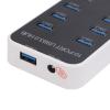 10 Port USB 3.0 Data Hub Splitter, Fast Data Transmission Docking Station, DC12V 24V Power Supply, Sturdy ABS and PC Material, Compatible with Multiple OS view 2