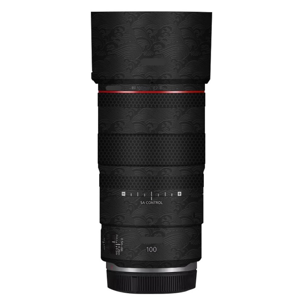 100 2.8 Lens Cap Skin Anti-Scratch Camera Sticker for Canon RF 100mm F2.8 Macro Protective Wrap Film Decal(Wave Black)