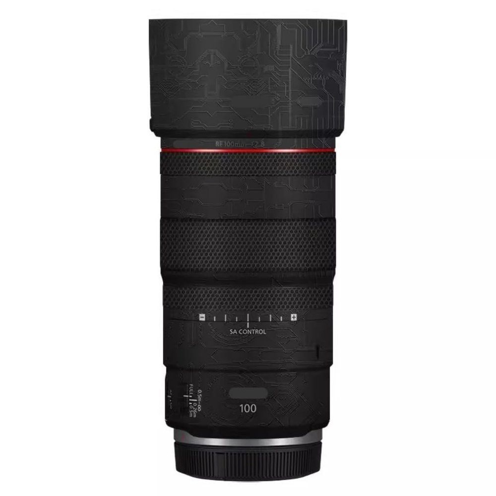 100 2.8 Lens Cap Skin Anti-Scratch Camera Sticker for Canon RF 100mm F2.8 Macro Protective Wrap Film Decal(Circuit Black)