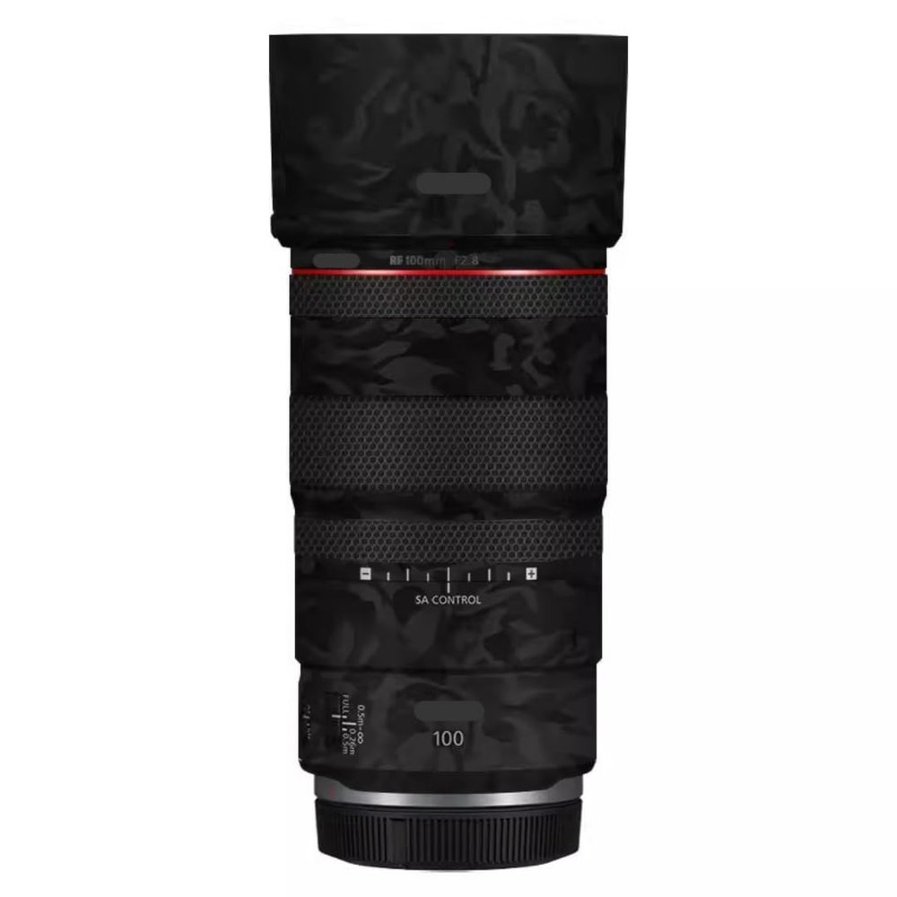 100 2.8 Lens Cap Skin Anti-Scratch Camera Sticker for Canon RF 100mm F2.8 Macro Protective Wrap Film Decal(Shadow Camo Black)