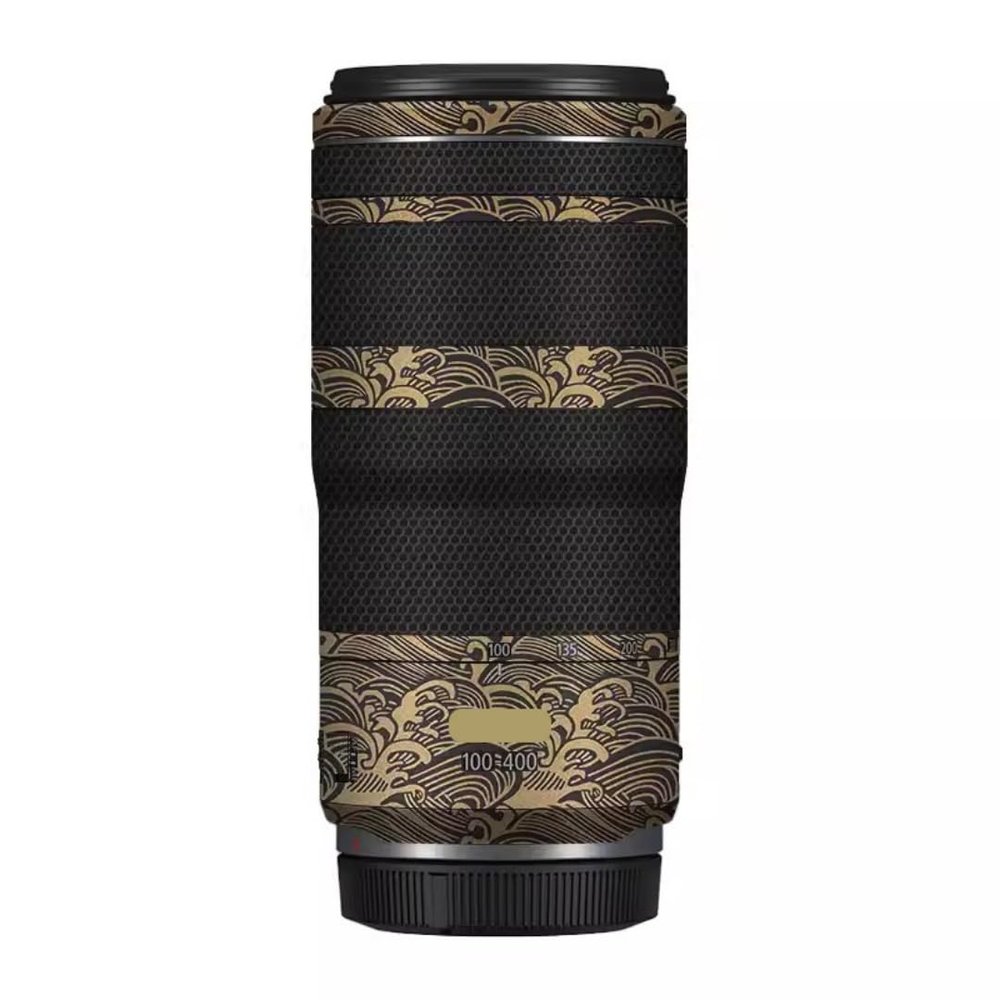 100-400 5.6-8 Anti-Scratch Camera Lens Sticker for Canon RF100-400mm F5.6-8 is USM Coat Wrap Protective Film Body Skin Cover(Wave Gold)