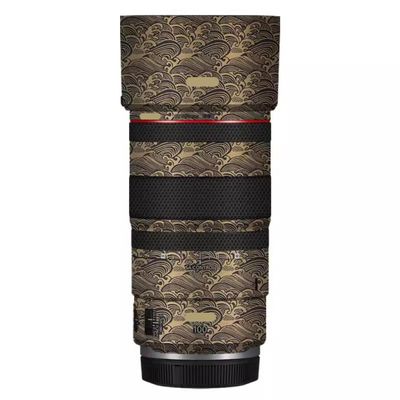 100 2.8 Lens Cap Skin Anti-Scratch Camera Sticker for Canon RF 100mm F2.8 Macro Protective Wrap Film Decal(Wave Gold)