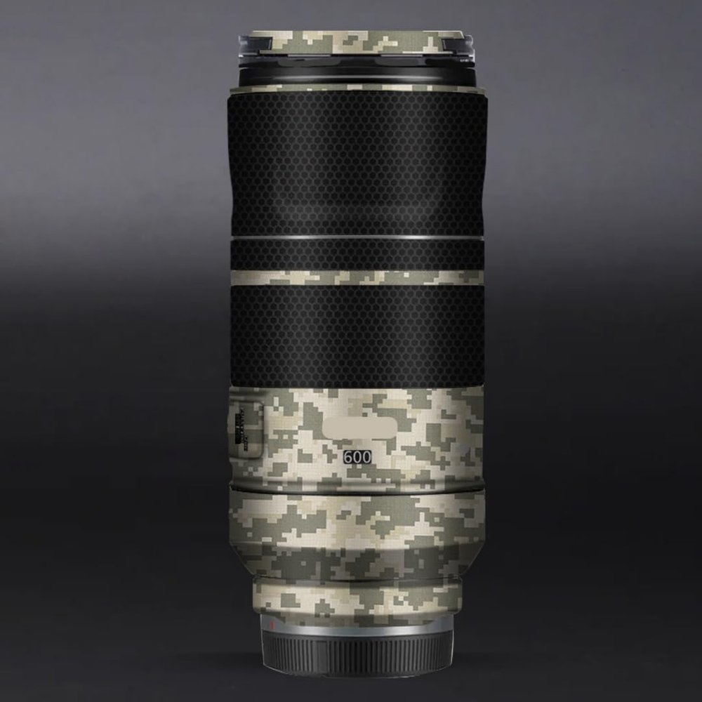 600 11 Lens Skin Vinyl Wrap Film Camera Protective Sticker for Canon RF 600mm F11 Photography Accessories(Digital Camo Desert+Matrix Black)
