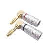 24 Pieces 4mm Gold Plated Copper Locking Banana Right Angle Speaker Cable Connector Audio Banana Jack(4 Pieces) view 1