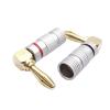 24 Pieces 4mm Gold Plated Copper Locking Banana Right Angle Speaker Cable Connector Audio Banana Jack(4 Pieces) view 3