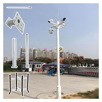 6 8 10 11 13 14 16 20ft Overlength Security Camera Pole, Surveillance Camera Pole for CCTV/IP/PTZ/Dome, Security Camera Pole Mount 2 3 Sections(ligjt grey,137.8in/350cm)