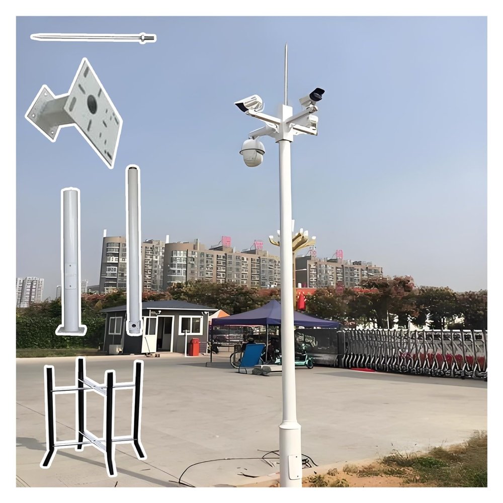 6 8 10 11 13 14 16 20ft Overlength Security Camera Pole, Surveillance Camera Pole for CCTV/IP/PTZ/Dome, Security Camera Pole Mount 2 3 Sections(ligjt grey,98.4in/250cm)