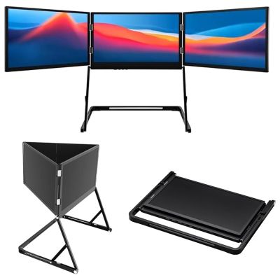 15.6" Triple Laptop Screen Extender, 1080p Fhd Portable Monitor for Laptop USB C HDMI, Plug-Play Monitor Extender for Triple Display, for Mac/Windows, for 13-17.3 Laptops