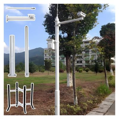 6 8 10 11 13 14 16 20ft Overlength Security Camera Pole, Surveillance Camera Pole for CCTV/IP/PTZ/Dome, Security Camera Pole Mount 2 3 Sections(B,157.5in/400cm)